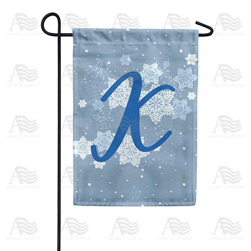 Blue Winter Monogram K Garden Flag