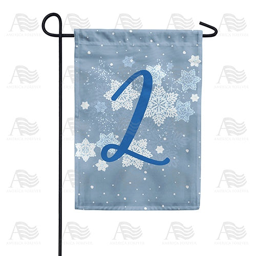 Blue Winter Monogram L Garden Flag