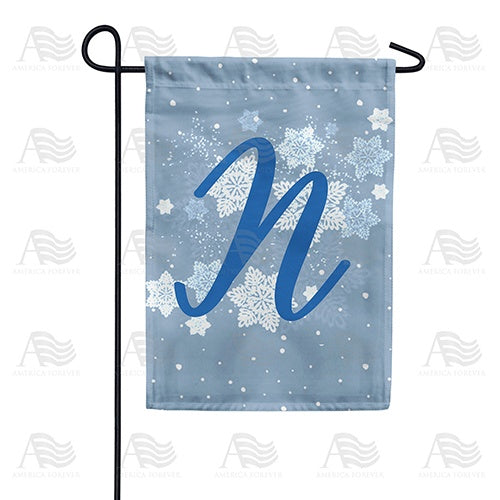 Blue Winter Monogram N Garden Flag
