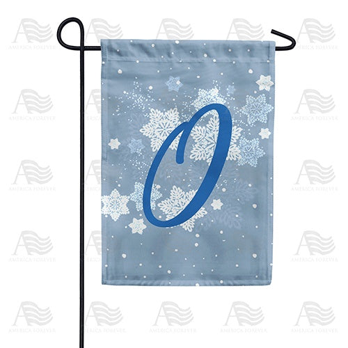 Blue Winter Monogram O Garden Flag