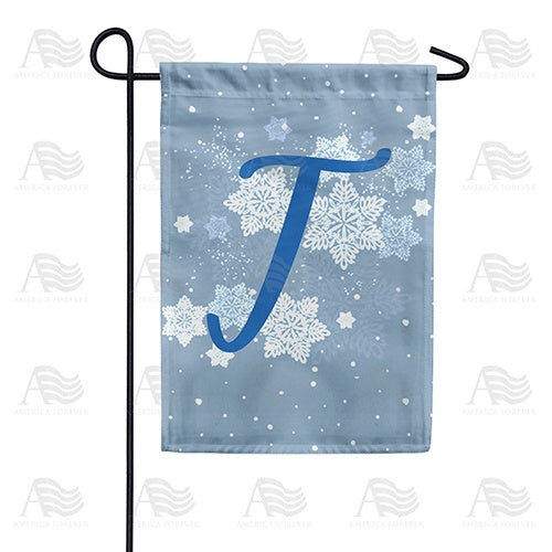 Blue Winter Monogram T Garden Flag