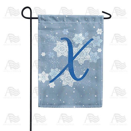 Blue Winter Monogram X Garden Flag