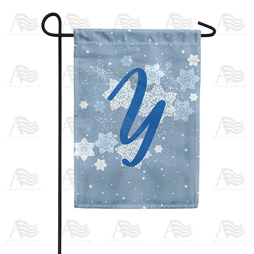 Blue Winter Monogram Y Garden Flag