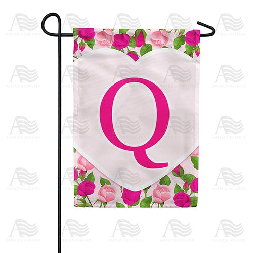Pink Roses Monogram Garden Flag