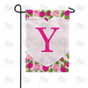 Pink Roses Monogram Garden Flag