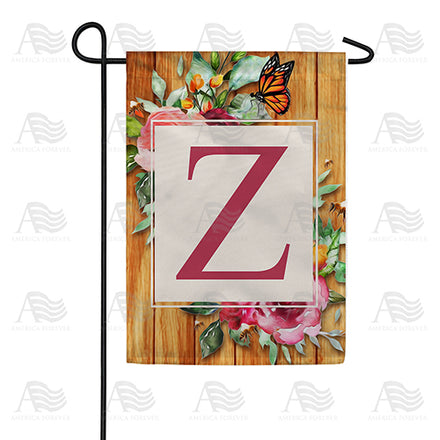 Bees And Roses Monogram Garden Flag
