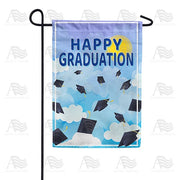 Graduation Cap Toss Garden Flag