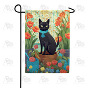Poised Black Cat Garden Flag