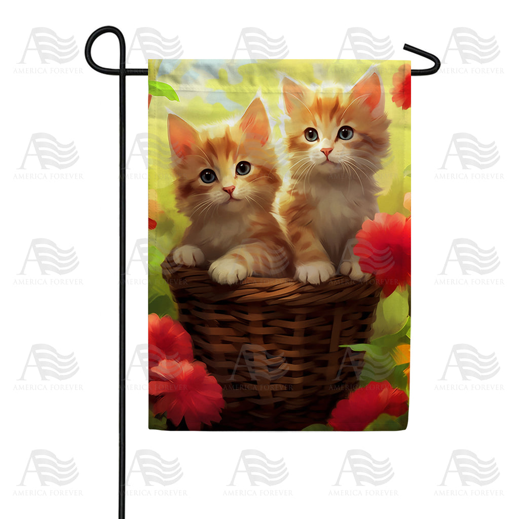Cute Kittens in Basket Garden Flag