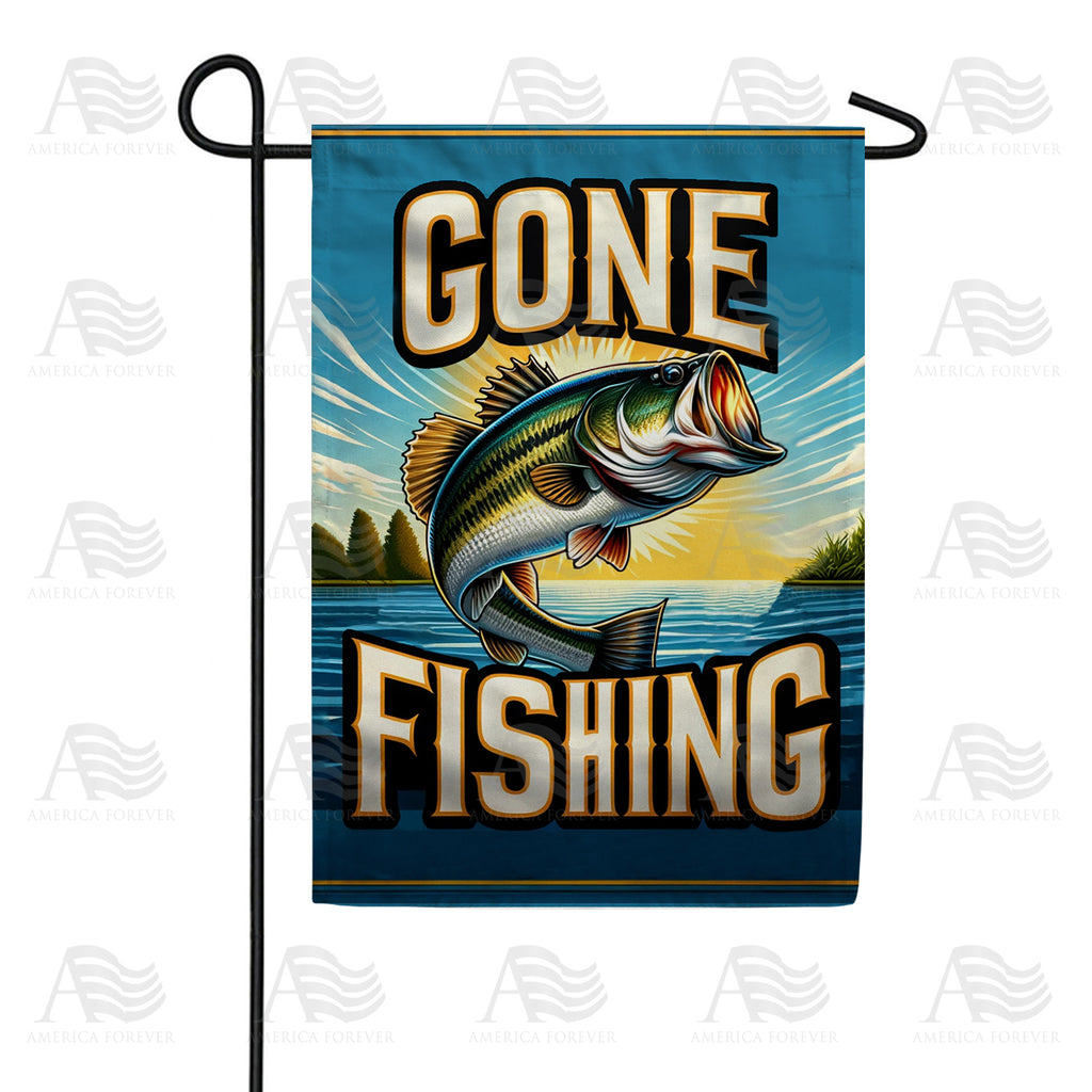 Sunset Bass Fishing Garden Flag