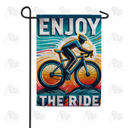 Retro Cyclist Sunset Ride Garden Flag