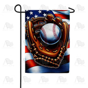 Patriotic Baseball Glove Garden Flag