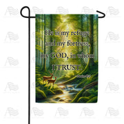 Forest Refuge Biblical Verse Garden Flag