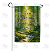 Forest Refuge Biblical Verse Garden Flag