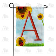 Ladybugs and Sunflowers Monogram Garden Flag