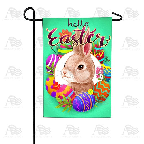 Watercolor Hello Easter Bunny Garden Flag