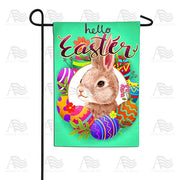 Watercolor Hello Easter Bunny Garden Flag