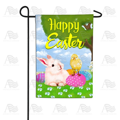 Bunny and Chick Easter Buddies Garden Flag