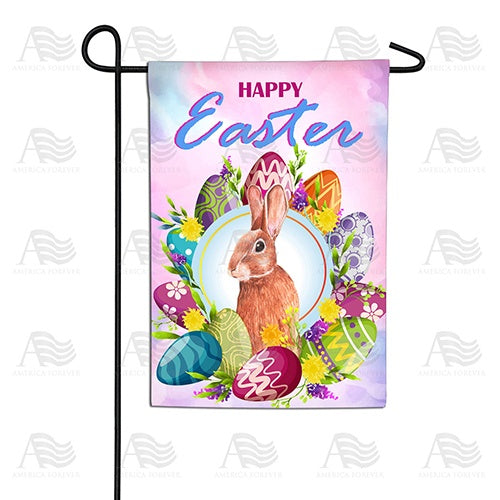 Egg-cellent Easter Wreath Bunny Garden Flag