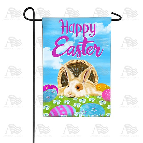 Happy Easter Basket Bunny Garden Flag