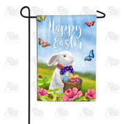 Easter Bunny with Patriotic Tie Garden Flag