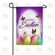 Wood Grain Easter Wishes Garden Flag