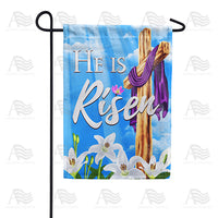 He is Risen Sky and Lilies Garden Flag