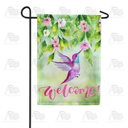 Purple Hummingbird Welcome Garden Flag