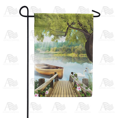 Serene Spring Swan Lake Garden Flag