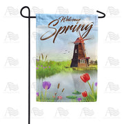 Windmills and Tulips Garden Flag