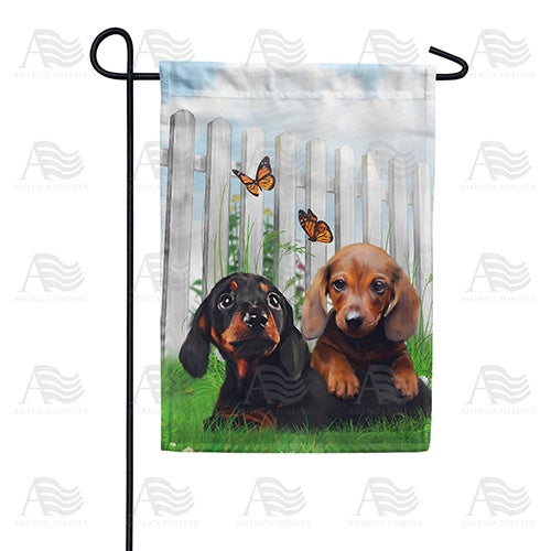Darling Dachshund Pups Garden Flag