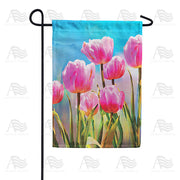 America Forever Pink Tulips Watercolor Garden Flag