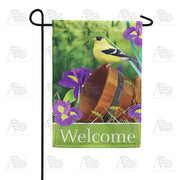 Goldfinch and Iris Welcome Garden Flag