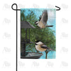 Chickadees At Feeder Garden Flag