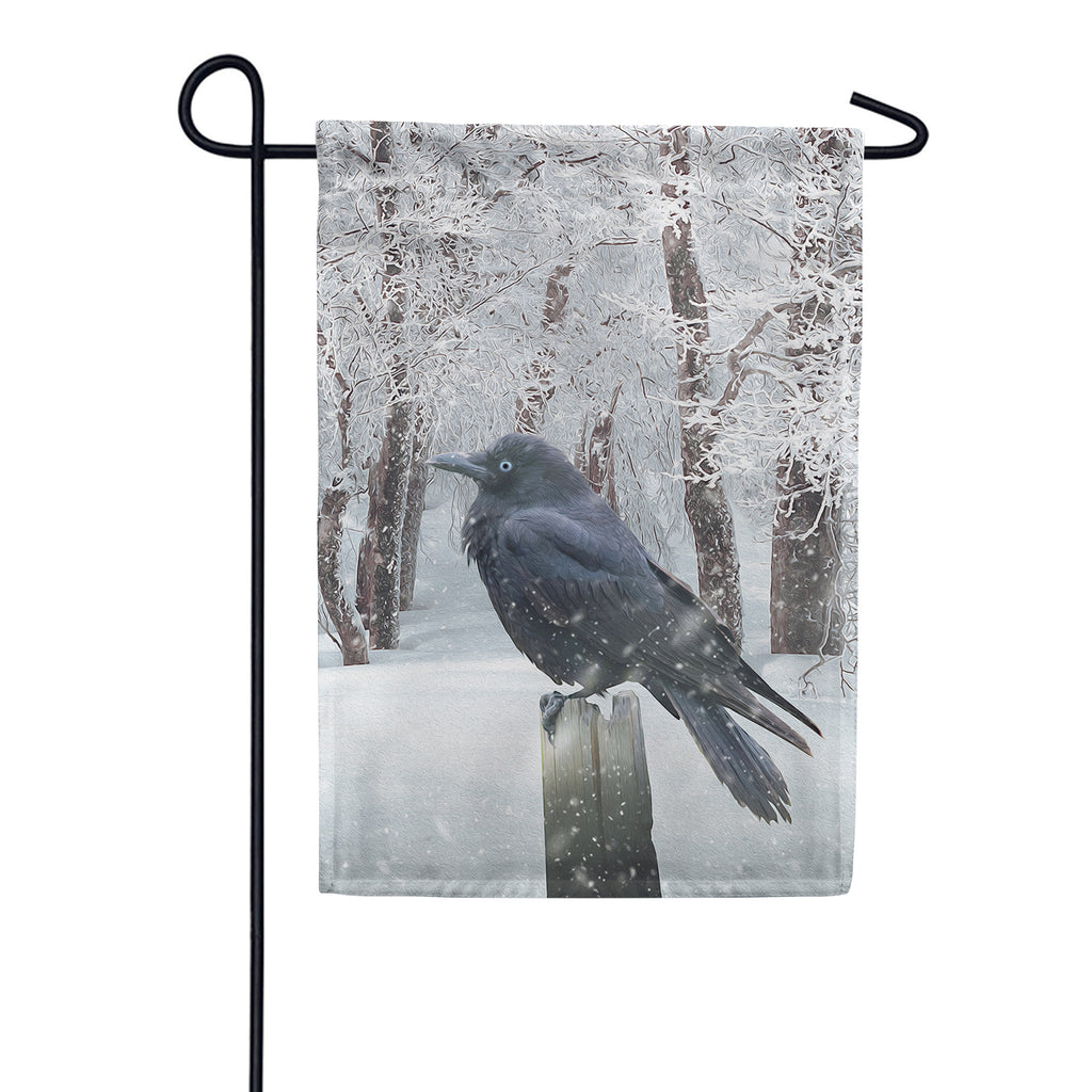 Winter Crow Garden Flag
