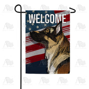 Patriotic German Shepherd Sketch Garden Flag