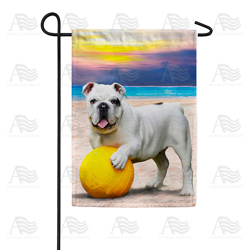 Beach Ball Bulldog Garden Flag