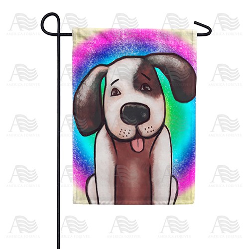 Rainbow Puppy Garden Flag