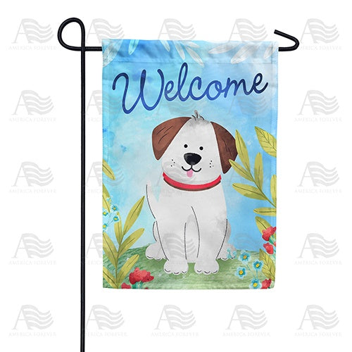 Happy Puppy Welcome Garden Flag