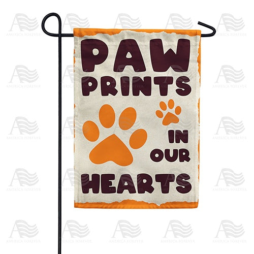 Paw Prints In Our Hearts Garden Flag