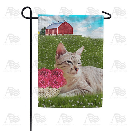 Cat Napping In Field Garden Flag