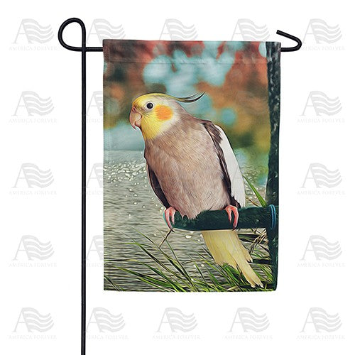 Cockatiel In The Wild Garden Flag