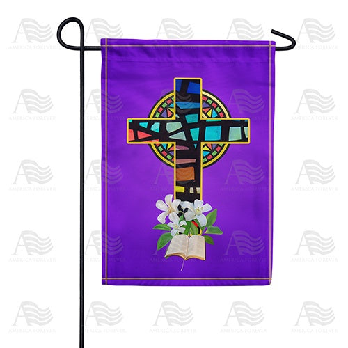 Stained Glass Cross Garden Flag