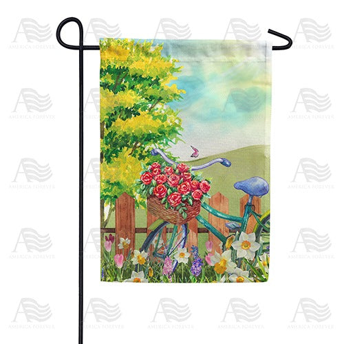 Spring Morning Bike Ride Garden Flag