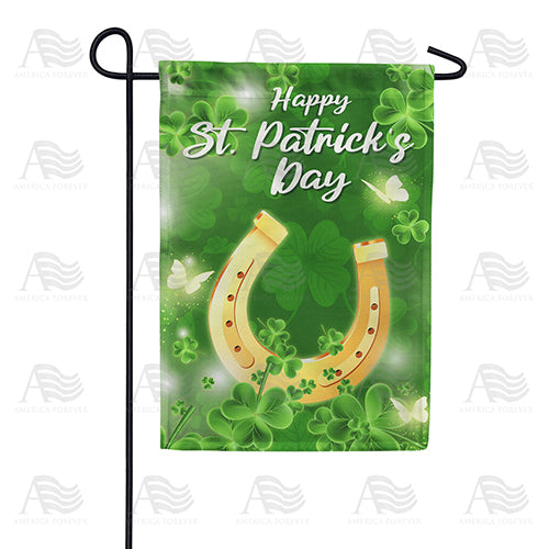 Lucky Golden Horseshoe Garden Flag