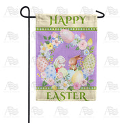 Easter Bunny Wreath Garden Flag