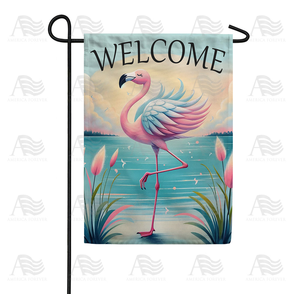 Elegant Flamingo Welcome Garden Flag