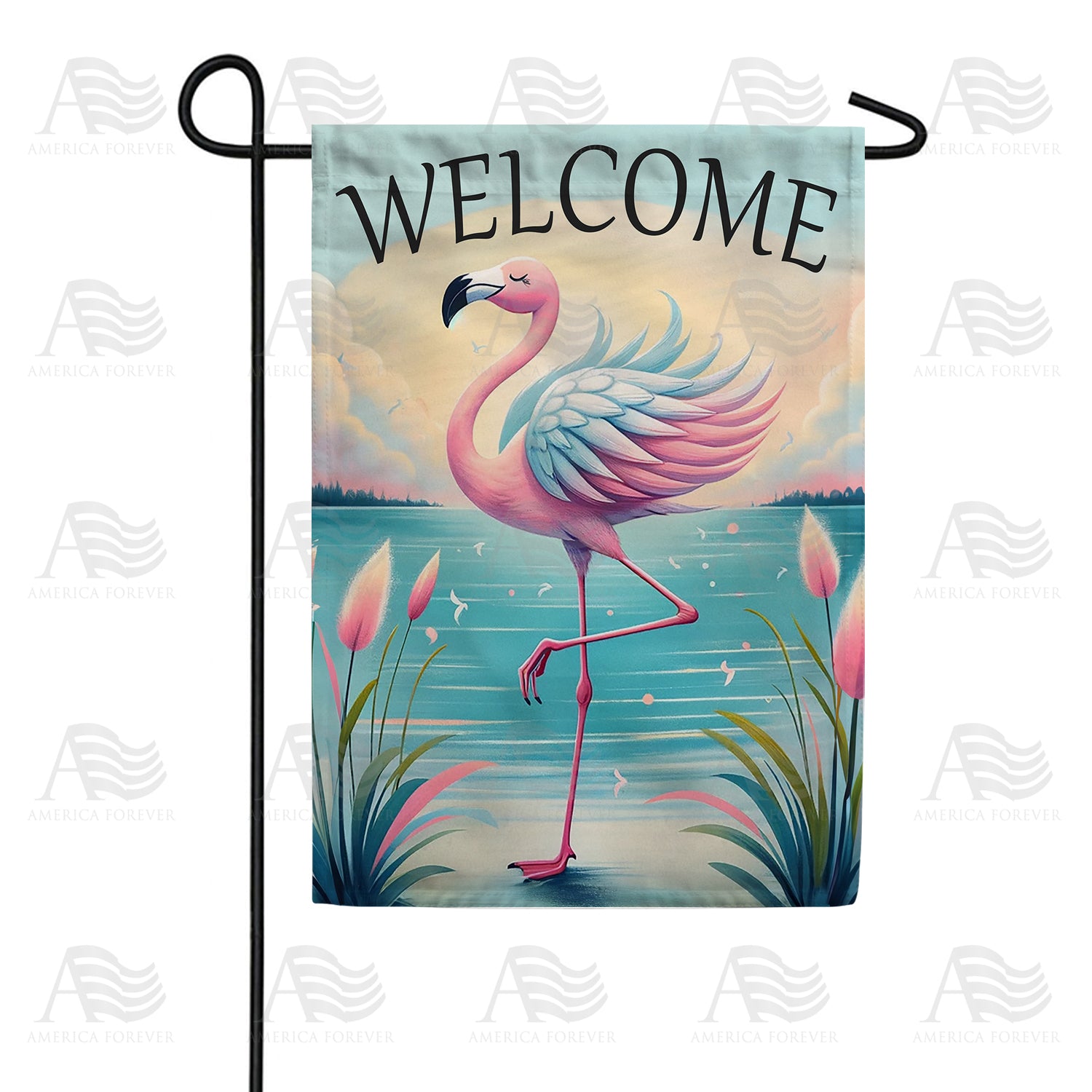 Elegant Flamingo Welcome Garden Flag