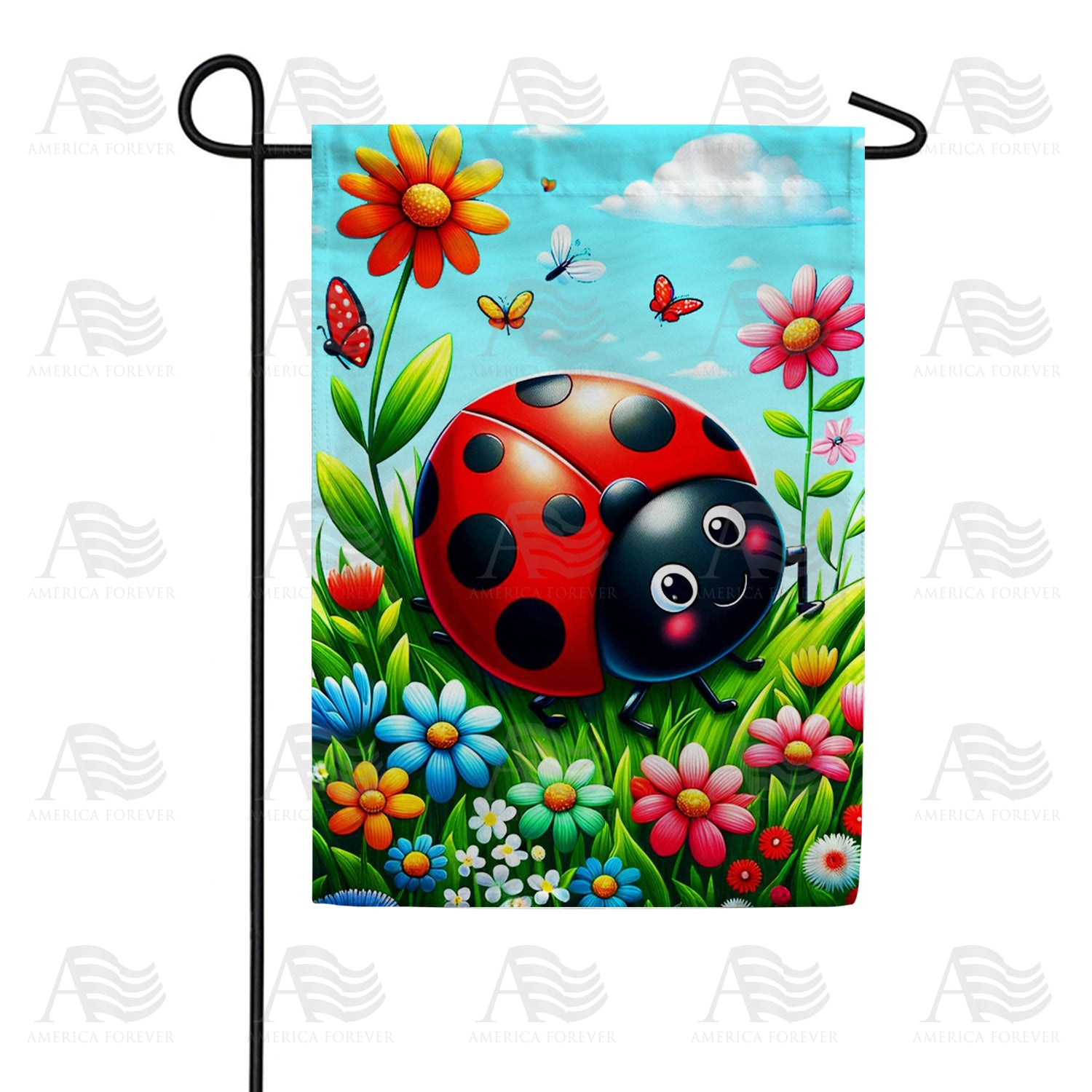 Ladybug's Delightful Garden Garden Flag