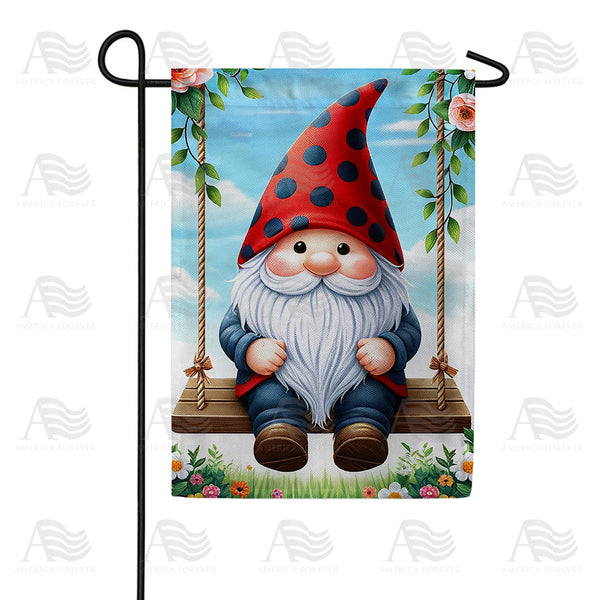 Gnome's Spring Swing Garden Flag